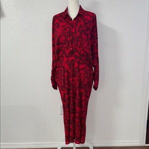 EXPRESS Portofino Dress Elegant Red Patterned Women's Dress